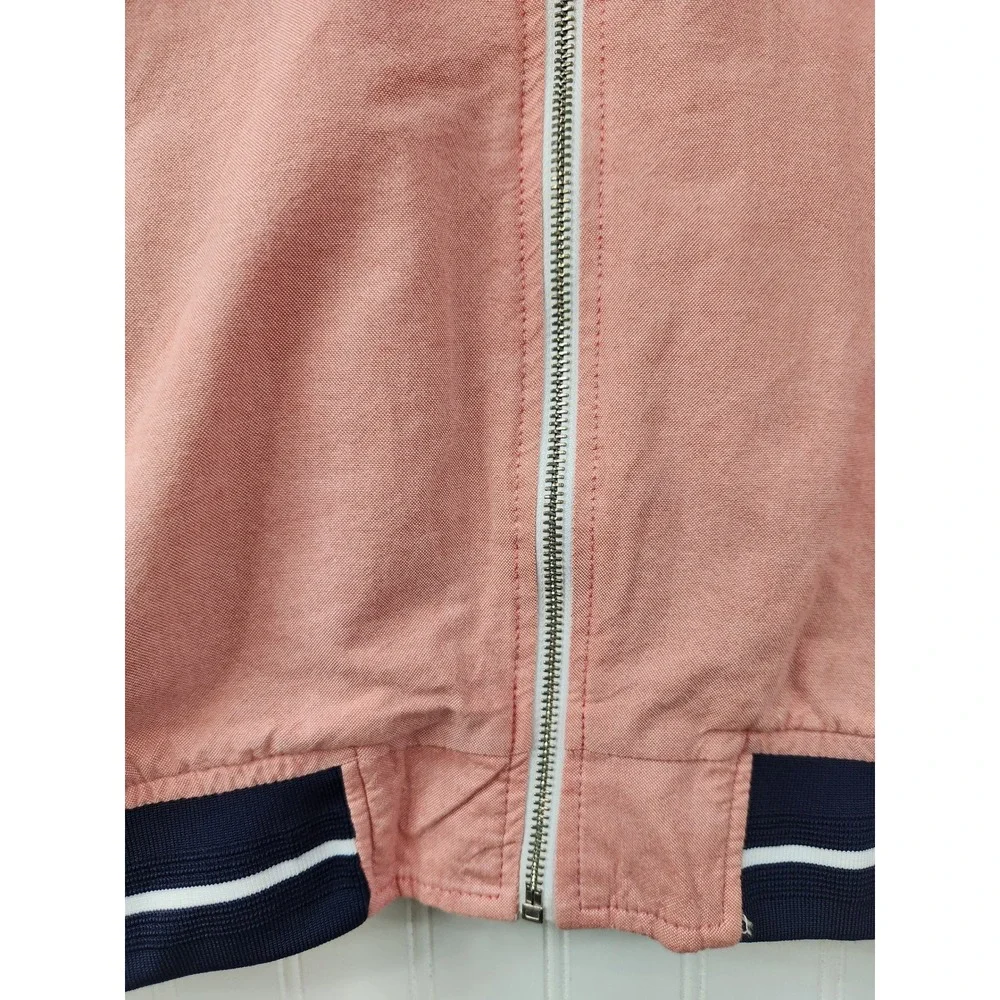 Denim & Flower Mens Pink Salmon Cotton Oxford Bomber Jacket Large Y2K Preppy